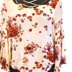 Staccato Women's Criss Cross Neck Floral Blouse w/ Bell Sleeves - Size Large Photo 4