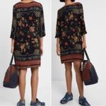 Desigual  Floral Shift Dress 3/4 sleeves black mini Boho size small (38) Photo 2