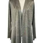 Susan Graver  Large Jacket Open-Front Long Sleeve Stretch Gold Metallic Hi-Low Photo 0