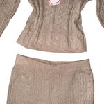 Pink Rose Knitted Sweater And Pants Matching Set Photo 2