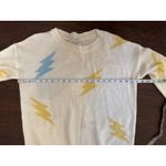 Fate Oversized Waffleknit White Yellow Blue Lightning Bolt Sweater Size Small Photo 2