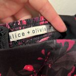 Alice + Olivia Mini Dress Emmalou Stretch Cotton Tiered Sz 0 Black Pink Photo 4