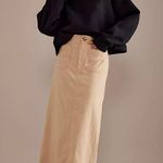 Anthropologie Maeve The Colette Maxi Skirt Back Slit Cotton Poplin Tan XS Photo 4