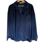 Victoria's Secret lightweight navy button down pajama top women's size large Photo 0