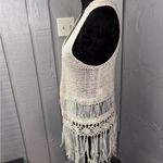Dolled Up  Cream Crocheted Fringe Vest 18x28” EUC Photo 1