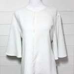 ZARA  White Women FLOWING TOP WITH TIE‎ DETAIL Ruffled Short Sleeve Size XL Photo 0