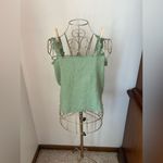 Aerie NWT  green smocked top with ruffle detail XL 55% cotton Photo 6