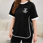 SheIn Sleep Shirt Size Large Black & White 100% Cotton Photo 9