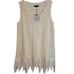 Ryu Anthropologie Cream Lace and Crochet Overlay Tunic NWT Large RT5758-S14 Photo 1