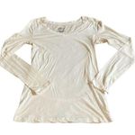 Active Basic White  V-Neck Long Sleeve Shirt Photo 0