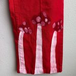 Big Bud Western Paint Stamped Mushroom Red Jean Pants Size Medium Boho Whimsical Photo 1