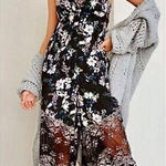Free People NEW ‎ Black Love Letter Floral Lace Wide Leg Romper/Jumpsuit Size XS Photo 0