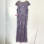 Mac Duggal 93914 V-Neck Cap Sleeve Embellished Formal Gown, Heather, Size 14 Photo 2