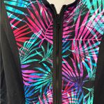 Swimsuits for All tropical zipper front one piece swimsuit Black Size 24 Photo 1