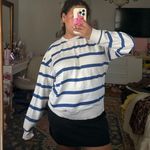 Blue & white striped sweater crewneck coastal summer Size L Photo 1