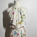 Parker  Ruffled Floral Midi Dress Women XS White Silk Novelty Asymmetrical Party Photo 3