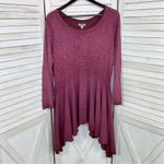 J. Bee Mixed Media Drop Waist Scarf Hem Knit Tunic Shirt Large Purple Photo 6