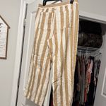 Old Navy Beige and White Striped linen Pants Photo 2
