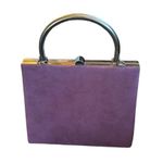 VTG Jewel Purple Suede Clutch Bag Silver Gunmetal Top Handle Prom Wedding Date Photo 2