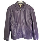 Alfani  Genuine Leather Women Full Zip Purple Jacket Sz L Photo 0