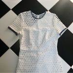 Shoshanna Geo Lace Carter Crochet Mini Dress Eyelet Lacy White Navy Trim Preppy Photo 7