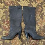 LANVIN Suede Leather Heeled Boots Sz 38.5 / 7.5 Blue Knee High Pump Photo 2