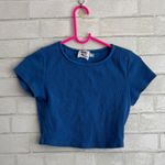 Princess Polly  Blue Ribbed Short Sleeve Crop Top Photo 0