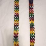 Woven Leather Chain Multicolor Belt Size M/L Guatemala Purple Green Unisex Photo 3