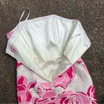 Lilly Pulitzer  Pink White Strapless Silk Blend Sheath Dress Brocade Jacquard 6 Photo 3