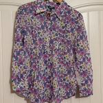 Modcloth  Flower Patch Pleasantries Blouse Small Purple Floral Print Button NEW Photo 0