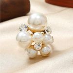 Elegant Gold Pearl Cluster Ring. Adjustable Photo 2