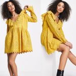 Topshop NWT broderie ruffle neck chuck on dress in yellow Photo 1