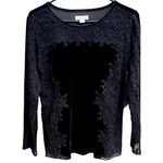 Sundance EUC  Velvet Crochet Lace Long Sleeve Top Black Size Small Photo 0