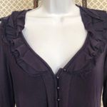 NYDJ  plum purple‎ ruffle button down top Photo 0
