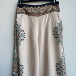 Farm Rio  Cream Satin Handkerchief Bohemian High Waist Wide Leg Pants Size XS Photo 3