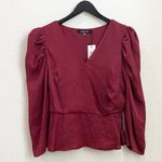 Sugar Lips Burgundy Puff Sleeve Surplice Peplum Photo 5