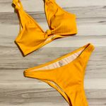 Boutique Yellow front knot ribbed bikini Photo 3