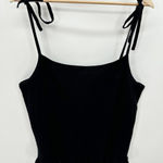 Express Factory Black Ribbed Sweater Tank Ruffle Hem Tie Shoulder Womens Size XL Photo 0