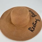 Vivian Collection Straw Wide Brim Floppy Sun Hat Resting Beach Face Tan Black Photo 1