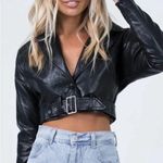 Princess Polly  Cropped Belted Leather Jacket Photo 0