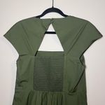 Banana Republic Square Neck Cotton Smocked Midi Dress Olive Green Photo 6