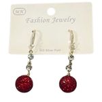 Sterling Silver Red Crystal Cubic Zirconium Drop Dangle Earrings NEW Prom Party Photo 0