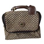 Diane Von Furstenberg Vintage DVF Travel Makeup Train Case Duffel Bag Brown Monogram Tapestry Lock Photo 0