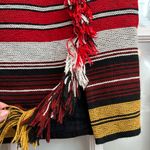 W By Worth  Burgundy Gold Striped Fringe Skirt Boho Aztec Western Size 4 Small S Photo 2