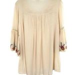 Oddy Embroidered Cream Boho Peasant Top Photo 8