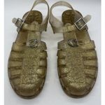 Lacoste Coach Jelly Sandals Womens Gold Glitter Fisherman Buckle 12 Summer Shoes Photo 2