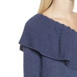 Ella Moss NWOT Loli One-Shoulder Ruffle Knit Navy Blue Sweater size Small Photo 1