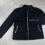 Chico's Platinum Jacket Women 2 Denim Full Zip Steampunk Utility Boho Photo 0