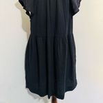 Old Navy Women Black Gathered Loungewear V-Neck Dress Size L 100% Cotton Photo 7