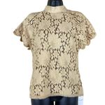 Vintage Iceberg Made in Italy Lace Half Sleeve Suede Snap Collared Top NWT Tan Size M Photo 0